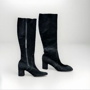 Vintage 70s Jane Debsters Black Suede Knee High Boots | Made in Australia | Sz 7